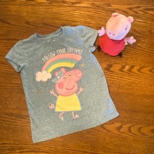 Peppa Pig size 4T shirt Follow Your Dreams Rainbow & 8 inch Plush